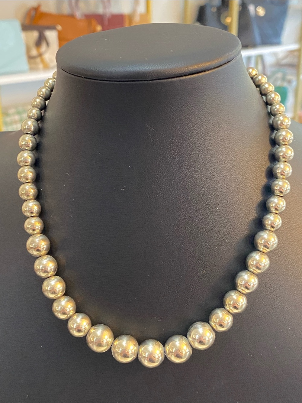 Monet Silver-Tone Graduated Bead Necklace
